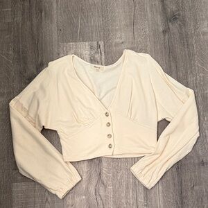Madewell Cream Buttoned Crop Top